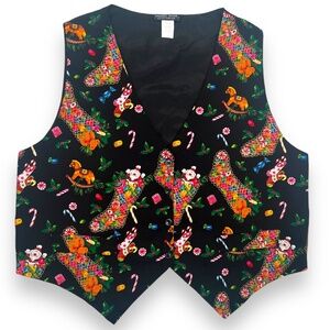 Vintage Saddle River Sportswear Colorful Retro Stocking Christmas Vest Size 2XL